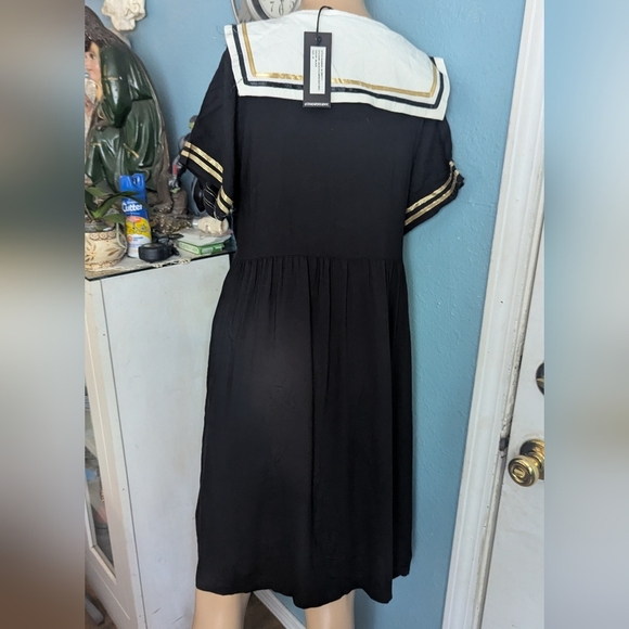 Standard Issuen -Inspired Black Dress with White Accents - Picture 2 of 5